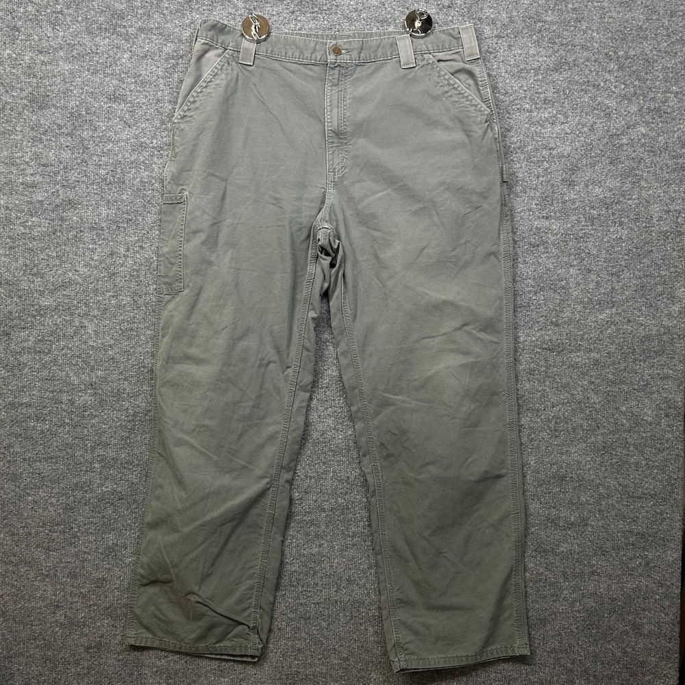 Carhartt Dungaree Fit Pants Men's Fatigue Green Relaxed Utility Workwear - 40X34